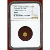 ドイツ ニュルンベルク ND(1700) 1/16 ラムダカット 金貨 神の子羊 MS67
