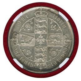 イギリス 1886年 銀貨 ヴィクトリア女王 フローリン(2S) NGC MS61