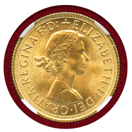 イギリス 1963年 ソブリン 金貨 エリザベス2世 NGC MS65