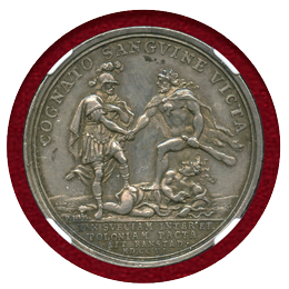 ドイツ ザクセン 1706年 アルトランシュ条約締結記念銀メダル NGC MS62