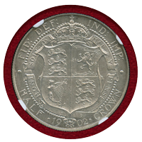 イギリス 1902年 銀貨 2枚セット エドワード7世 PF61 MATTE