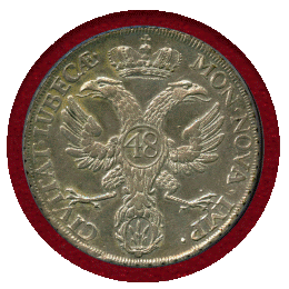 【SOLD】ドイツ リューベック 1752JJJ 48シリング(ターラー) 銀貨 AU Detail