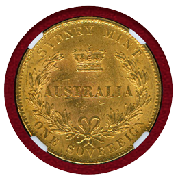 オーストラリア 1870年 ソブリン 金貨 ヴィクトリア バンクシア NGC MS62