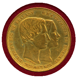 ベルギー 1853年 100フラン 金貨 ブラバント公ご成婚記念 Cleaned