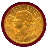 スイス 1927B 20フラン 金貨 アルプスと少女