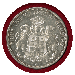 【SOLD】ドイツ ハンブルク 1913J 5マルク 銀貨 都市紋章