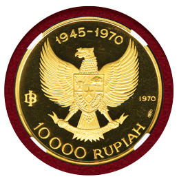 インドネシア 1970年 10000ルピア金貨  ワヤンダンサー NGC PF64UC