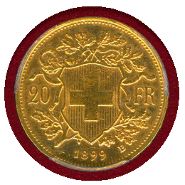 【SOLD】スイス 1899B 20フラン 金貨 アルプスと少女 PCGS MS62