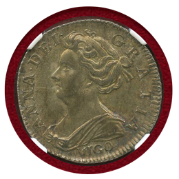 【SOLD】イギリス 1703年 6ペンス 銀貨 アン女王 VIGO NGC MS63