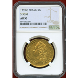 イギリス 1739年 2ギニー 金貨 ジョージ2世 ヤングヘッド NGC AU55