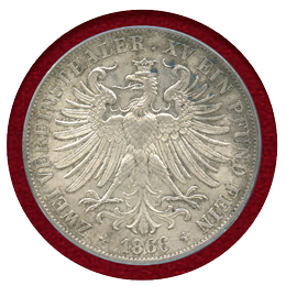 ドイツ フランクフルト 1866年 2ターラー 銀貨 女神フランコニア像 PCGS MS63