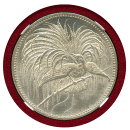 独領ニューギニア 1894A 1マルク 銀貨 極楽鳥 NGC MS64
