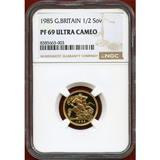イギリス 1985年 1/2ソブリン 金貨 エリザベス2世 NGC PF69UC