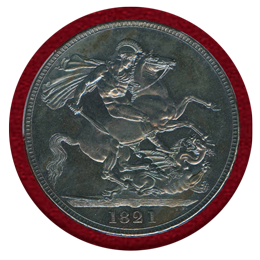 イギリス 1821年 クラウン 銀貨 ジョージ4世 SECUNDO PCGS UNC Detail