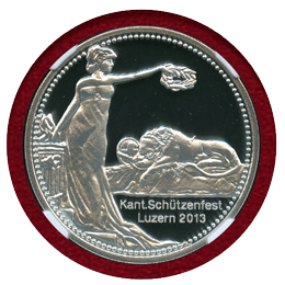 スイス 現代射撃祭 2013年 50フラン 銀貨 ルツェルン NGC PF70UC