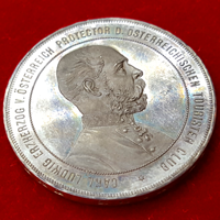 【SOLD】オーストリア 1877年 ターラー 銀貨 プルーフ ラクサルペ山荘開設記念