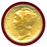 【SOLD】アメリカ 2016W 10セント金貨 マーキュリーダイム SP70 FS