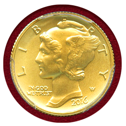 【SOLD】アメリカ 2016W 10セント金貨 マーキュリーダイム SP70 FS