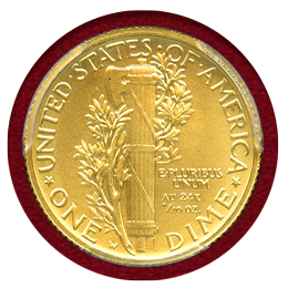 【SOLD】アメリカ 2016W 10セント金貨 マーキュリーダイム SP70 FS