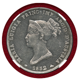 イタリア パルマ公国 1832年 5リレ 銀貨 マリア・ルイーザ NGC AU58