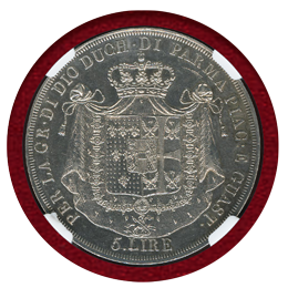 イタリア パルマ公国 1832年 5リレ 銀貨 マリア・ルイーザ NGC AU58