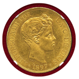 【SOLD】スペイン 1897年 100ペセタ 金貨 アルフォンソ13世 オリジナル MS60