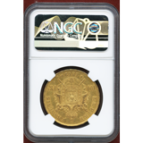 フランス 1869A 100フラン 金貨 ナポレオン3世有冠 NGC AU58