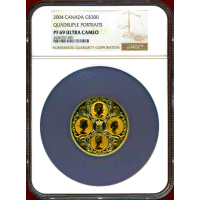 【SOLD】カナダ 2004年 300ドル 金貨 エリザベス2世4肖像 NGC PF69UC