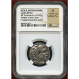 古代ギリシャ カルタゴ領シチリア 300-289BC 4ドラクマ銀貨 ヘラクレス XF