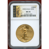 アメリカ 2008年 50ドル 金貨 イーグル NGC MS70