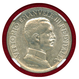 イタリア 1917R 1リラ 銀貨 エマヌエレ3世 クァドリガ NGC MS62