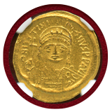 ビザンチン帝国 527-565 ソリダス 金貨 ユスティニアヌス1世 NGC AU