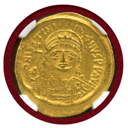 ビザンチン帝国 527-565 ソリダス 金貨 ユスティニアヌス1世 NGC AU