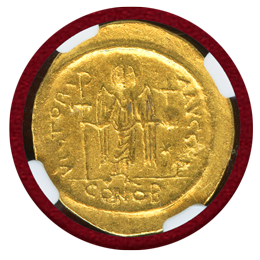 ビザンチン帝国 527-565 ソリダス 金貨 ユスティニアヌス1世 NGC AU