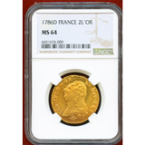 フランス 1786D 2ルイドール 金貨 ルイ16世 NGC MS64