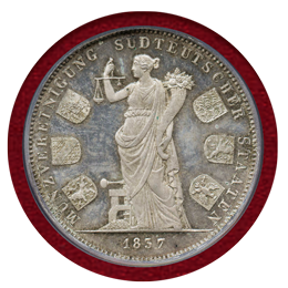 ドイツ バイエルン 1837年 2ターラー 銀貨 Monetary Union MS65