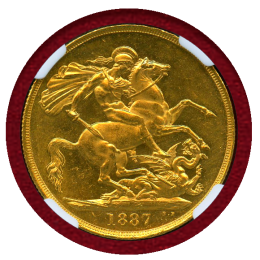 イギリス 1887年 2ポンド 金貨 ヴィクトリア ジュビリーヘッド NGC UNC DETAILS