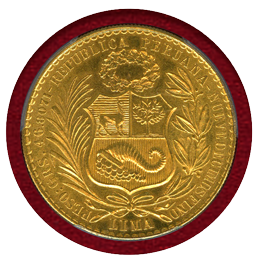 ペルー 1957年 100ソル 金貨 女神座像 PCGS MS64