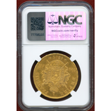 フランス 1865A 100フラン 金貨 ナポレオン3世有冠 NGC MS62