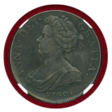 イギリス 1703年 クラウン 銀貨 アン女王 VIGO NGC AU Details
