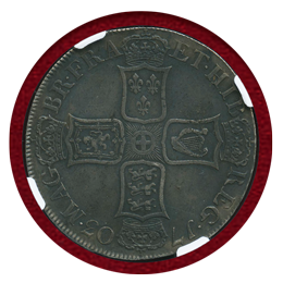 イギリス 1703年 クラウン 銀貨 アン女王 VIGO NGC AU Details