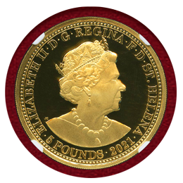 セントヘレナ 2021年 5ポンド 金貨 スリーグレイセス NGC PF70UC