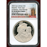 イギリス 2022年 5ポンド(2oz) 銀貨 ブリタニア 特別版 PF70UC ER