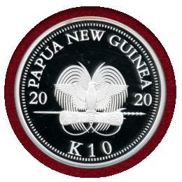 パプアニューギニア 2020年 10キナ 銀貨 極楽鳥 PCGS PR70DCAM