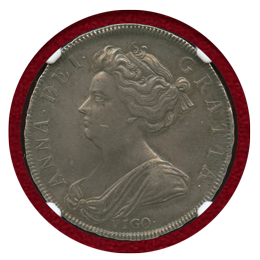 イギリス 1703年 1/2クラウン銀貨 アン女王 VIGO NGC AU53