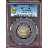 【SOLD】ドイツ メンミンゲン 1748年 ダカット パターン銀貨 都市景観 PCGS SP65
