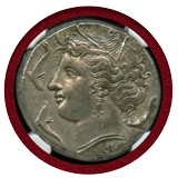 古代ギリシャ シチリア 317-289BC 4ドラクマ 銀貨 アレトゥーサ Ch AU