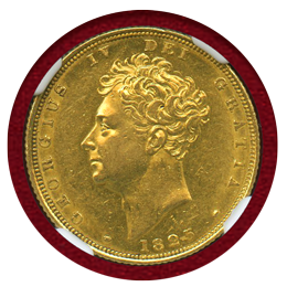 イギリス 1825年 ソブリン 金貨 ジョージ4世 Bare Bust NGC AU55