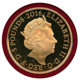 イギリス 2016年 5ポンド 金貨 エリザベス2世 90歳記念 PCGS PR67DCAM