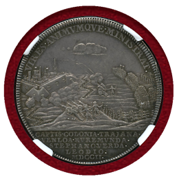 イギリス (1702) 銀メダル アン女王 ムーズ川の戦い NGC AU DETAILS